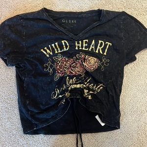 GUESS, black, fitted crop top